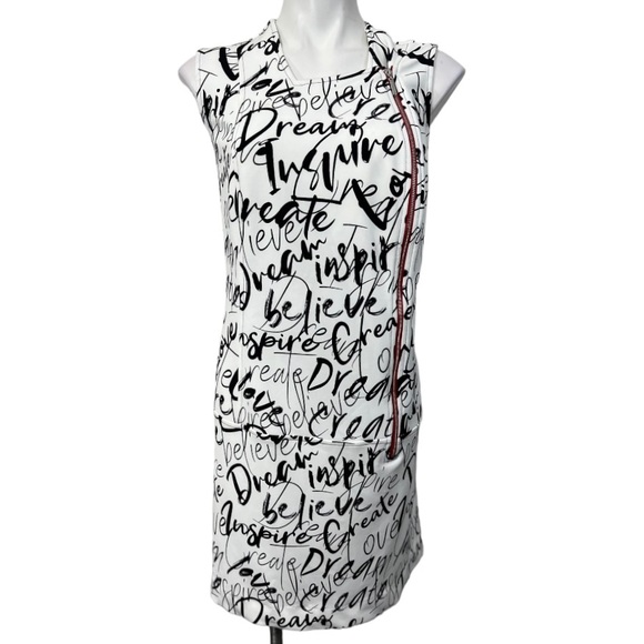 Joseph Ribkoff Sleeveless Stretch Graphics Sheath Dress plus Sz 22 White Black - Picture 2 of 6
